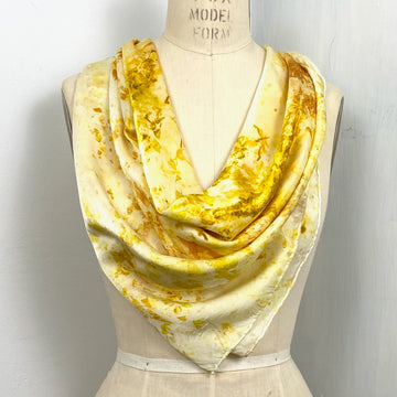 Botanically Dyed Square Silk Scarf in Yellow Foliage