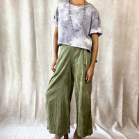 Ida Pant - Flowy Adjustable Pants Organic Cotton in Olive Green