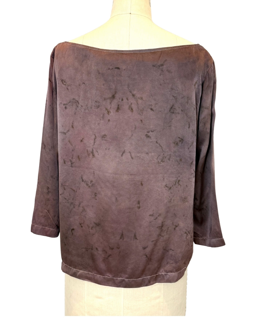 Mauve Lucia Boat Neck Silk Top – Naturally Dyed Floral Print