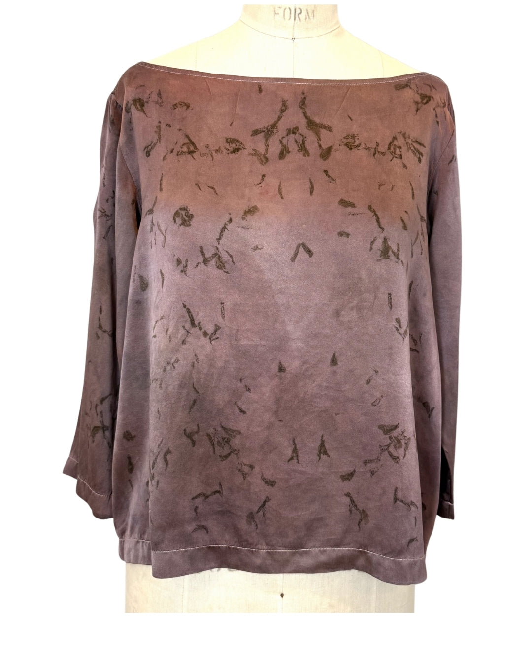 Mauve Lucia Boat Neck Silk Top – Naturally Dyed Floral Print