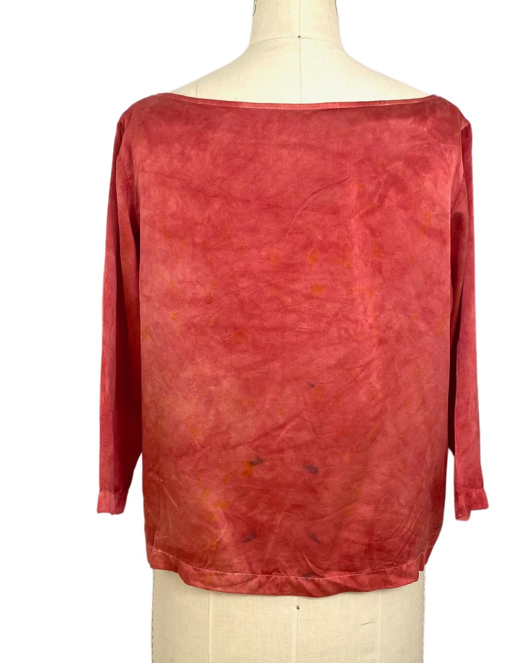 The red Lucia top naturally dyed floral print back view
