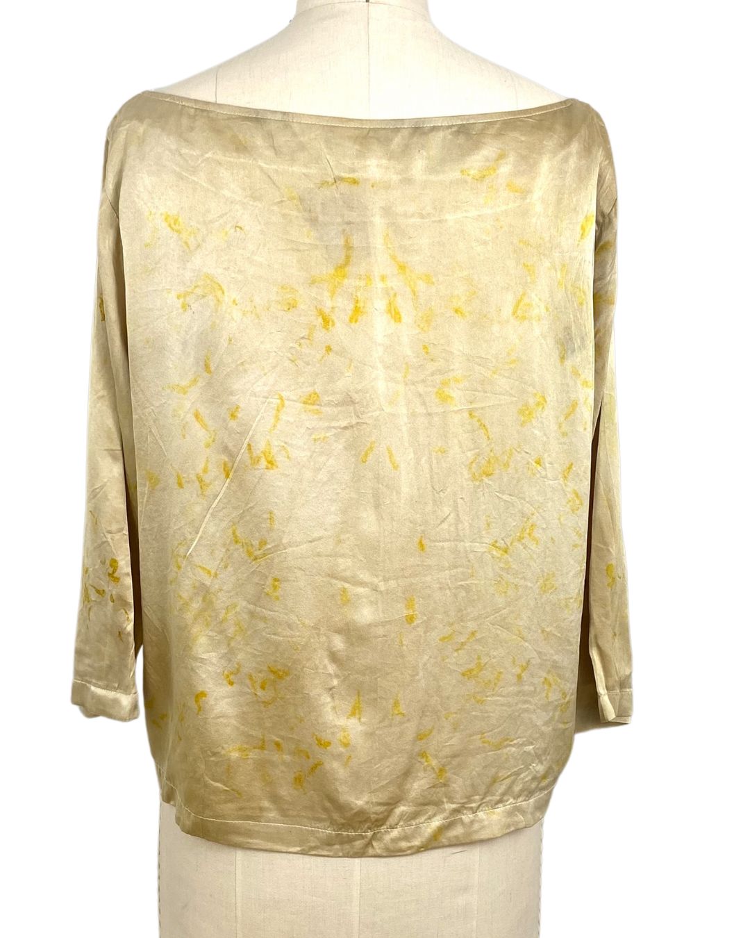 The yellow Lucia top naturally dyed floral print back view