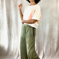 Ida Pant - Flowy Adjustable Pants Organic Cotton in Olive Green