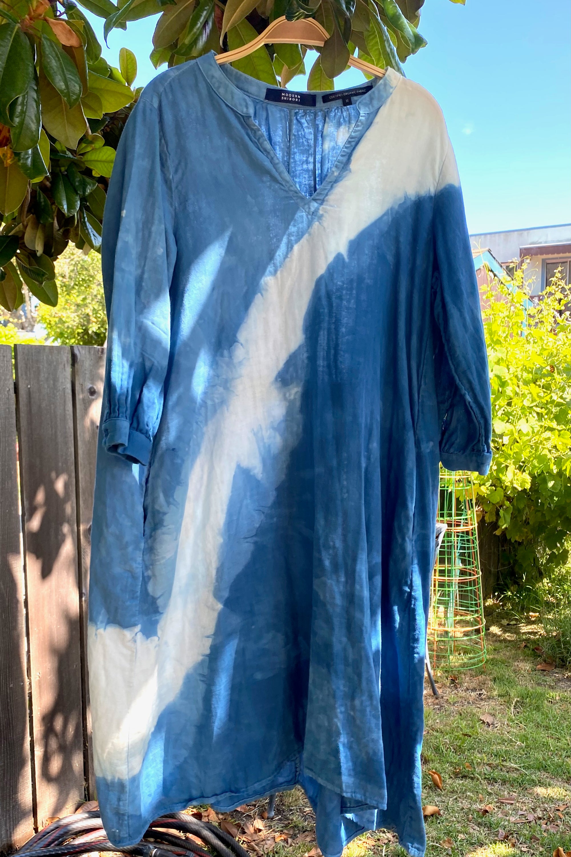 Celeste Dress Blue White Stripe in Organic Cotton with Pockets