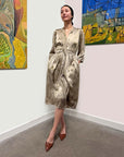 Gold Silk Serina Midi Dress Naturally Dyed – Sustainable Fashion