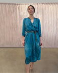 Teal Silk Serina Midi Dress Naturally Dyed – Sustainable Fashion