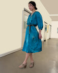 Teal Silk Serina Midi Dress Naturally Dyed – Sustainable Fashion