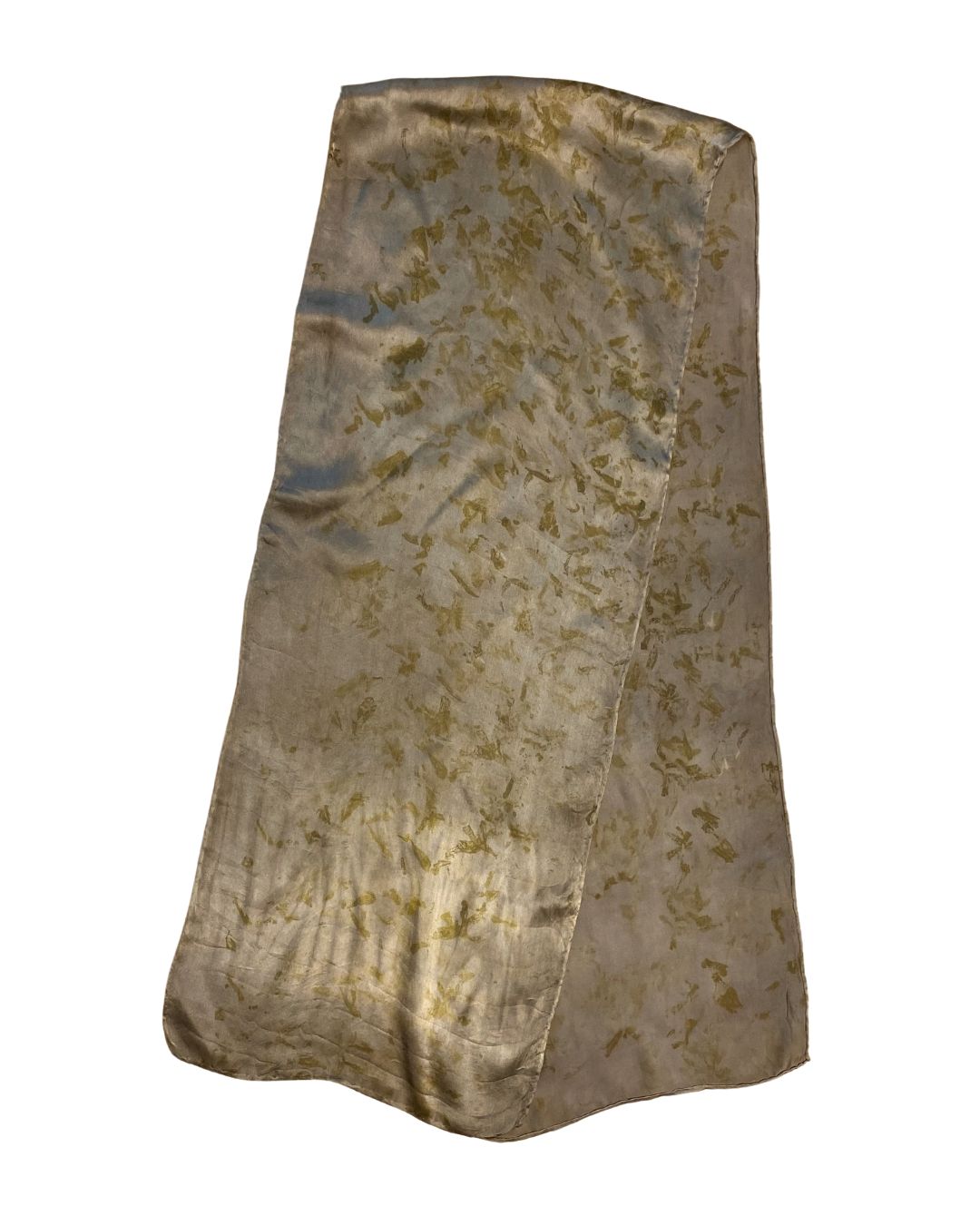 A long taupe scarf naturally dyed floral print