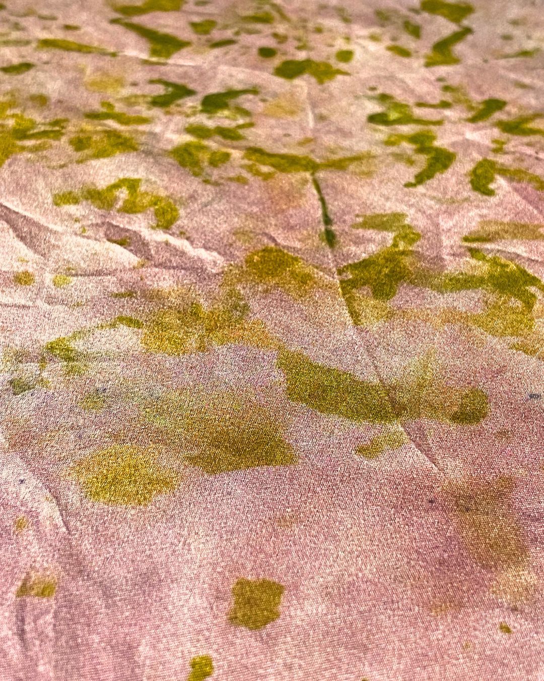 A square silk dusty rose scarf naturally dyed floral print detail