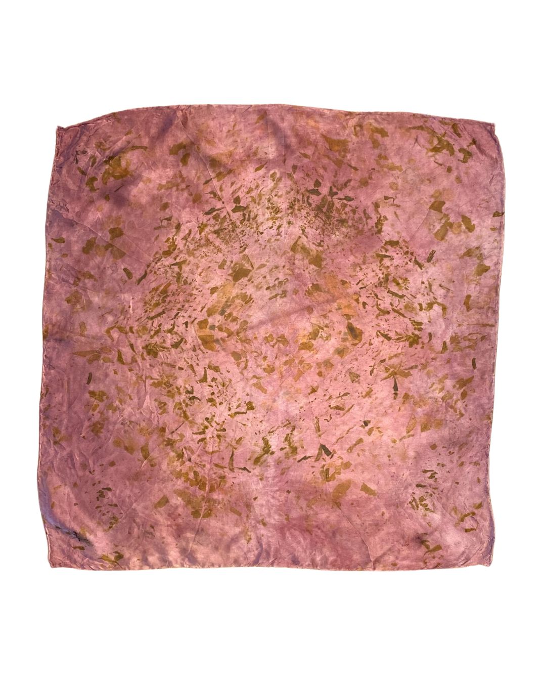 A square silk dusty rose scarf naturally dyed floral print shown flat