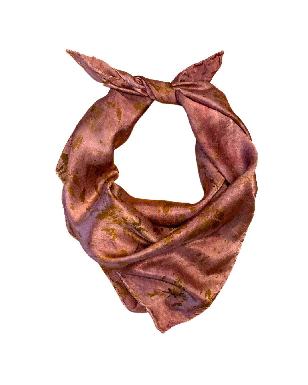 A square silk dusty rose scarf naturally dyed floral print