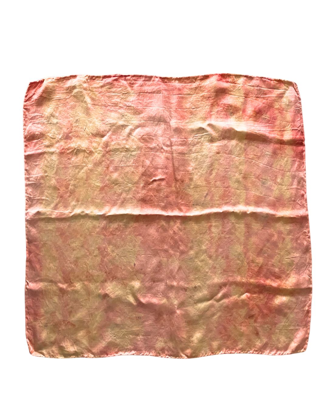 A square silk red scarf naturally dyed floral print