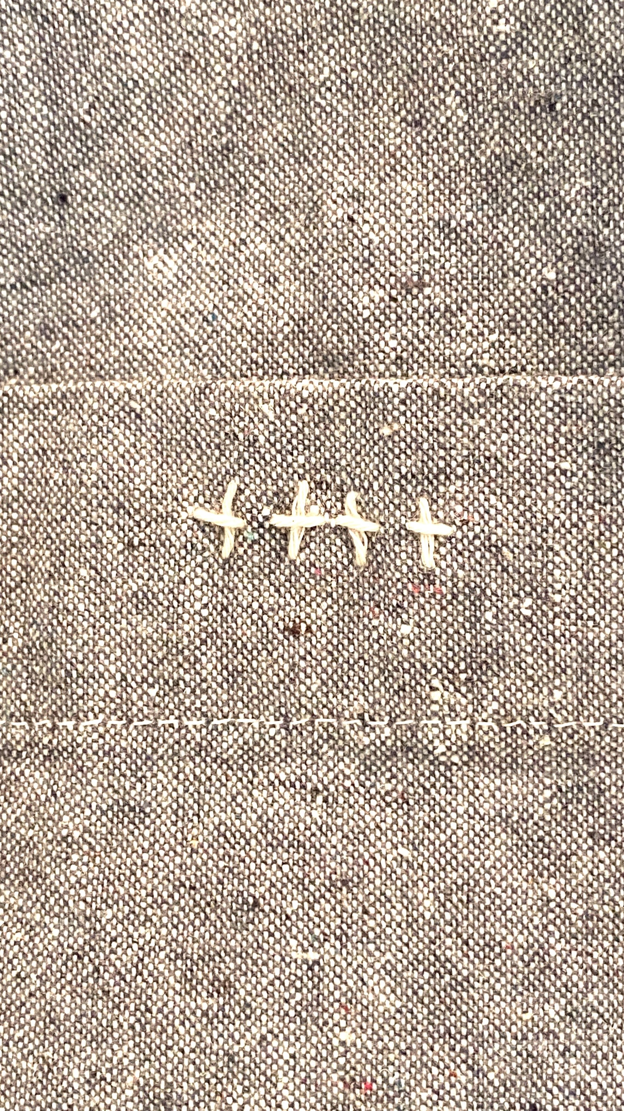 The sunrise jacket in light grey organic cotton and hemp sashiko stitch detail