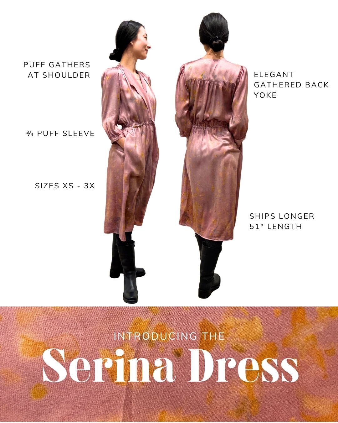 Blue Petal Silk Serina Midi Dress Naturally Dyed – Sustainable Fashion