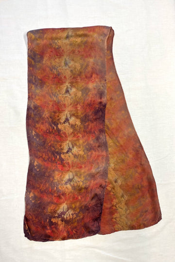 Botanically Dyed Long Silk Scarf in Red Marble