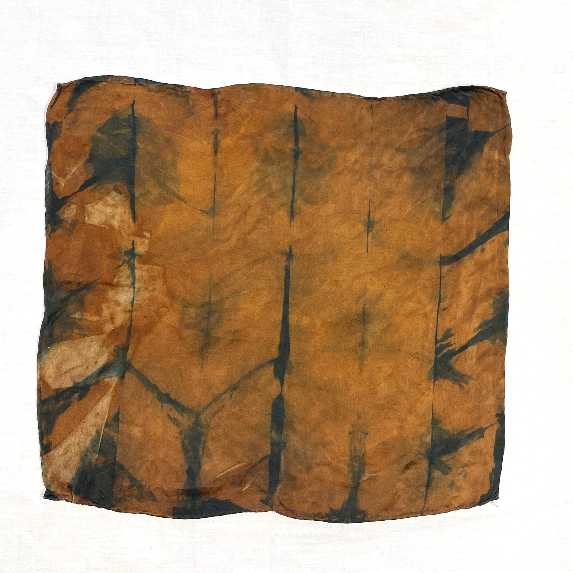 Botanically-dyed-square-silk-scarf-in-orange-green