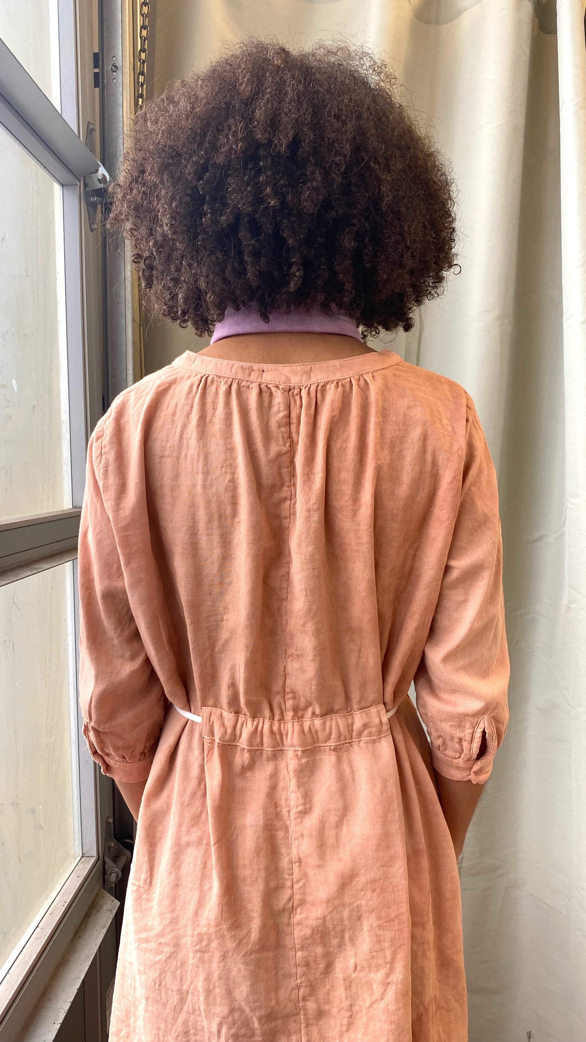 Celeste Dress in Peach | Organic Cotton Double Gauze | Solid