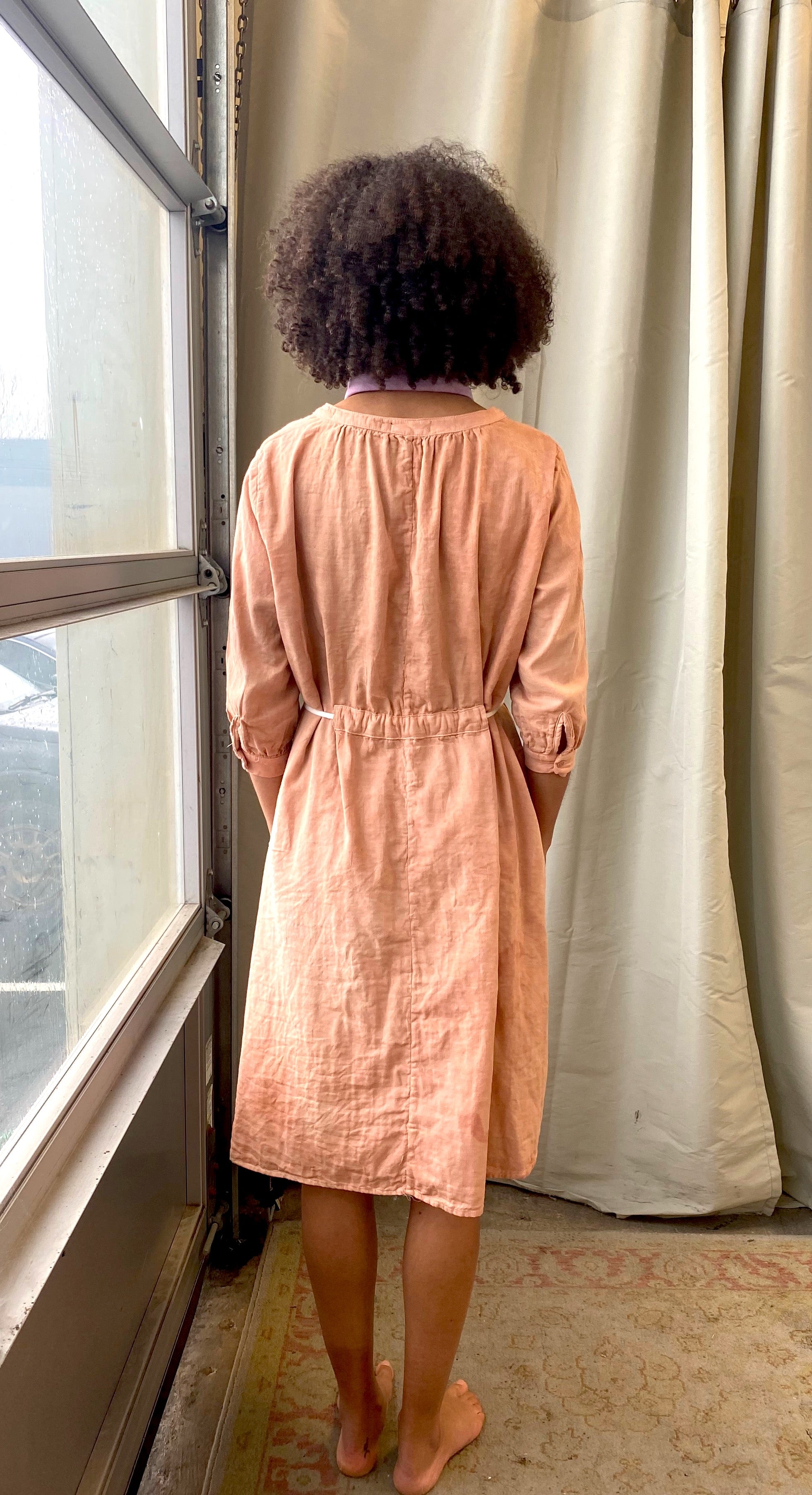 Celeste Dress in Peach | Organic Cotton Double Gauze | Solid