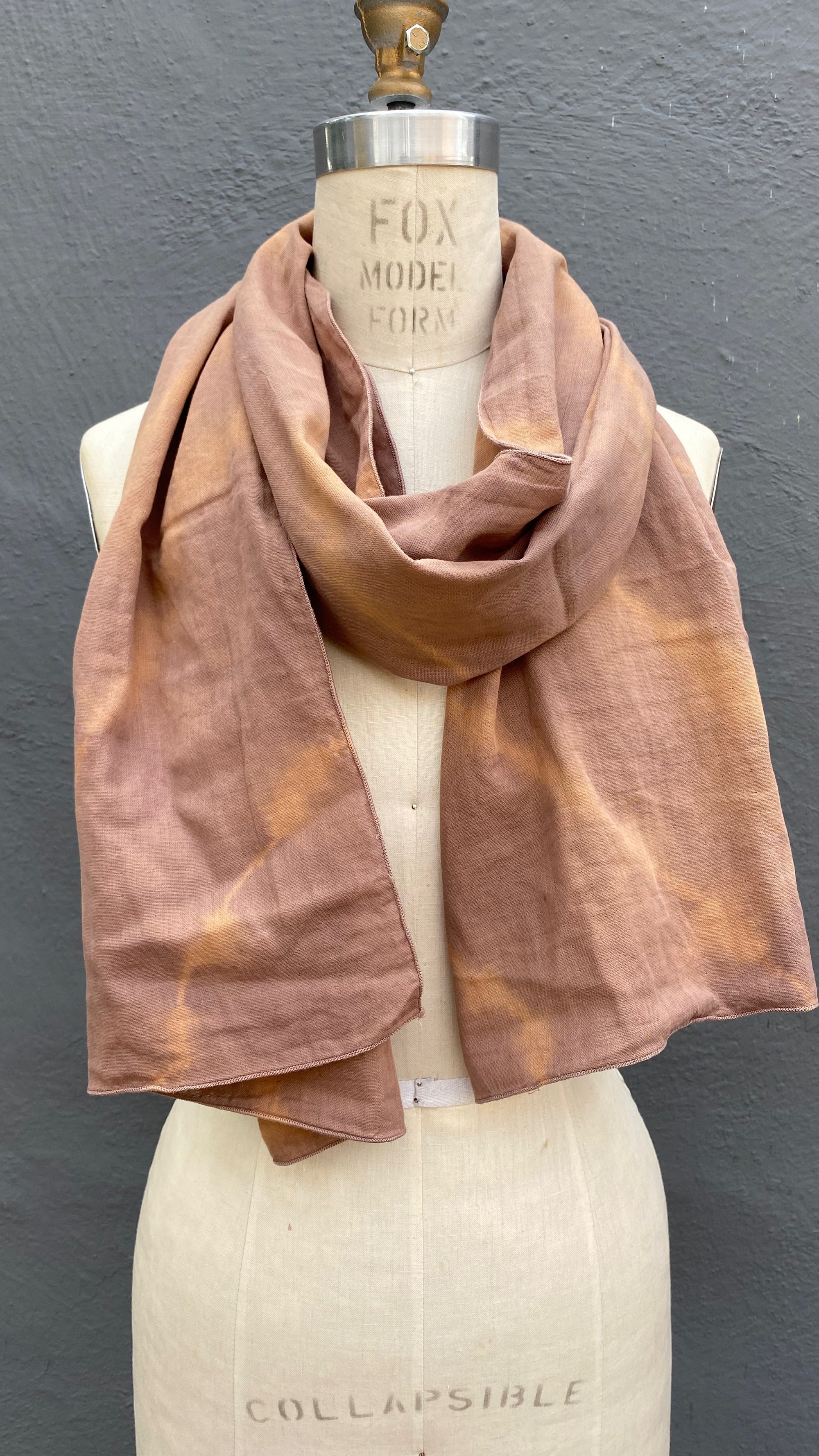 Zero Waste Organic Cotton Double Gauze Scarf in Peach Chevron