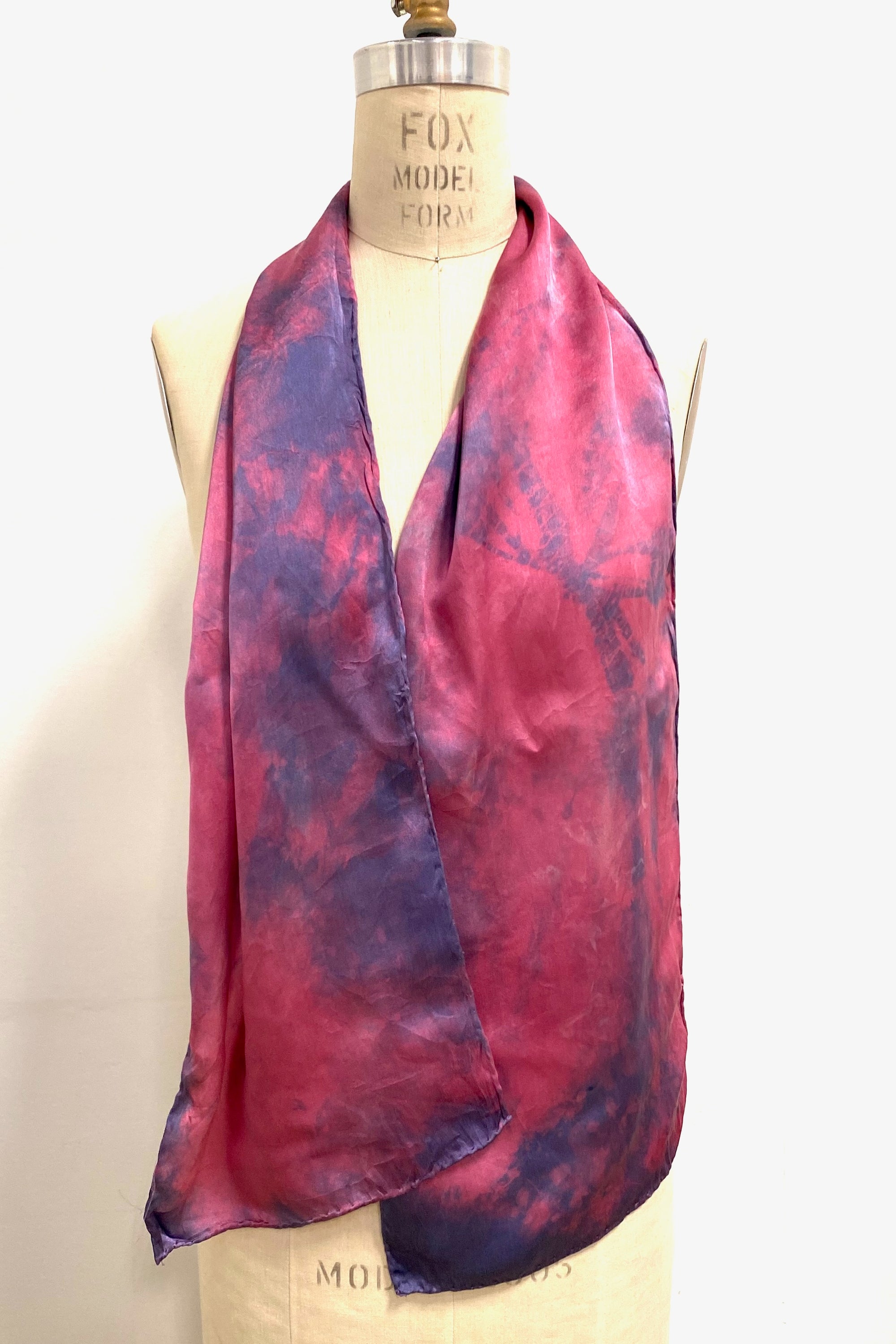Fuchsia Blue | Silk Satin Scarf Indigo Madder