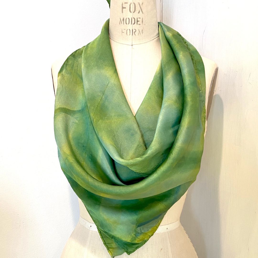 Square Silk Scarf in Green
