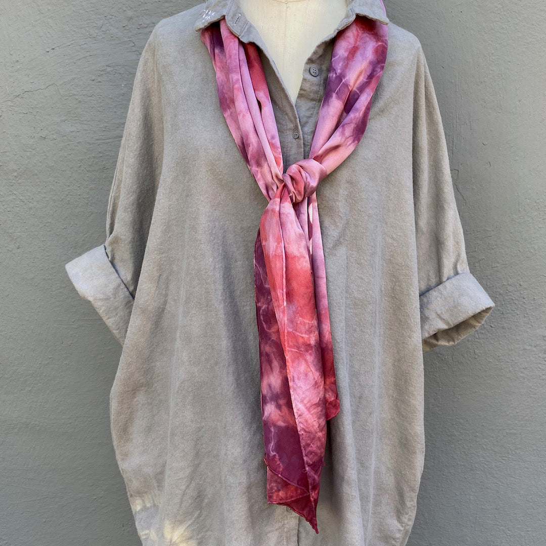 Silk Scarf in Berry - Natural Dyes - Hand Rolled Edges