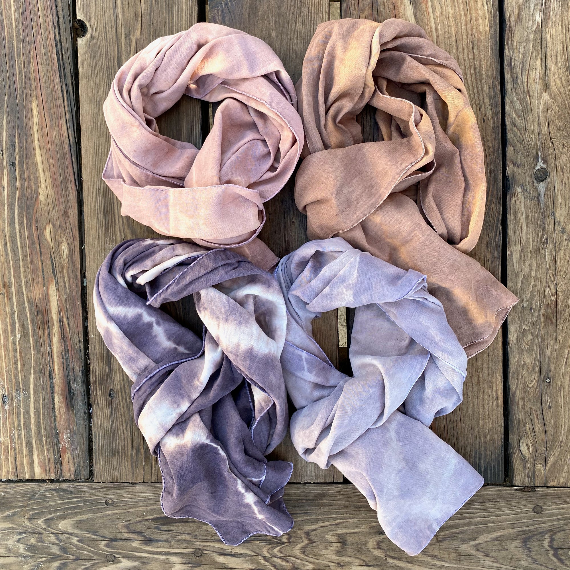 Zero Waste Organic Cotton Double Gauze Scarf in Peach Chevron