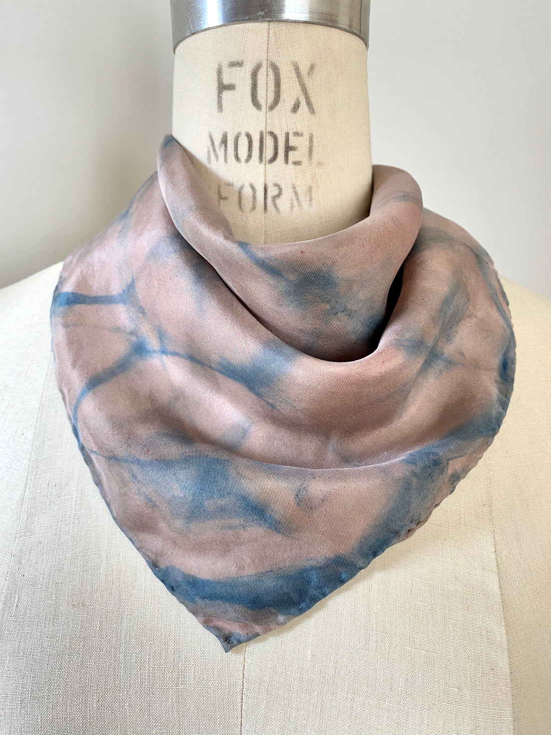 Square Silk Scarf in Pink - Natural Dyes - Hand Rolled Edges