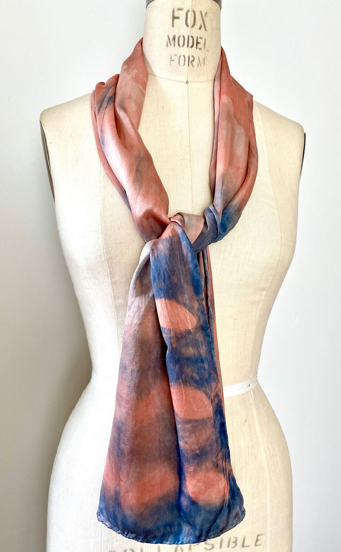 Pink Purple | Silk Satin Scarf Indigo Madder | 11 x 60" - Modern Shibori