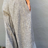 Ida Pant - Flowy Light Weight Wide Leg Pants in Organic Cotton & Hemp | Grey | Large Only