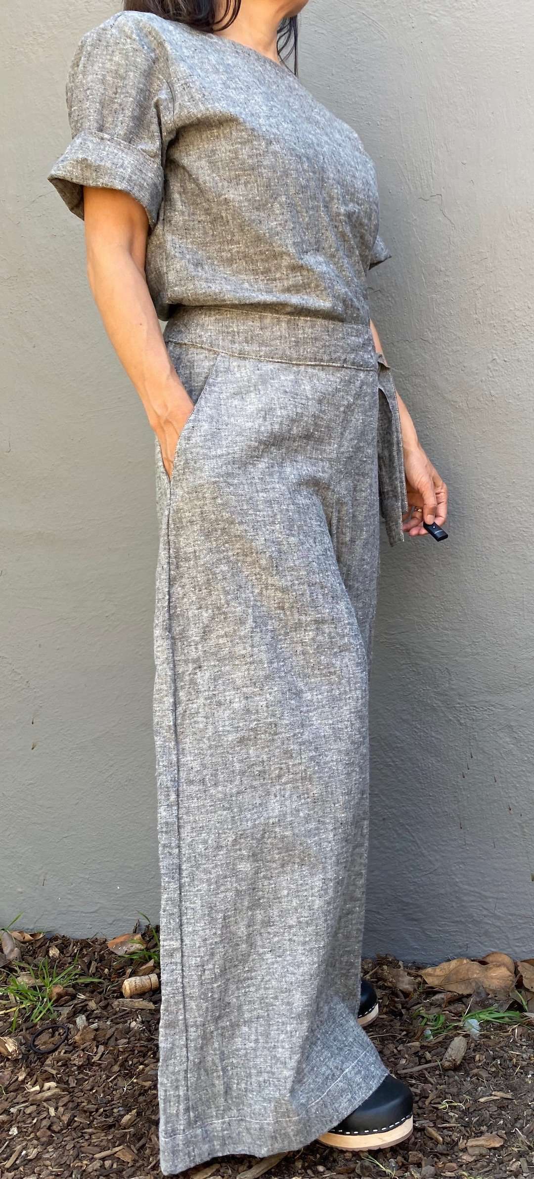 Ida Pant - Flowy Light Weight Wide Leg Pants in Organic Cotton & Hemp | Grey | Large Only