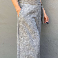 Ida Pant - Flowy Light Weight Wide Leg Pants in Organic Cotton & Hemp | Grey | Large Only