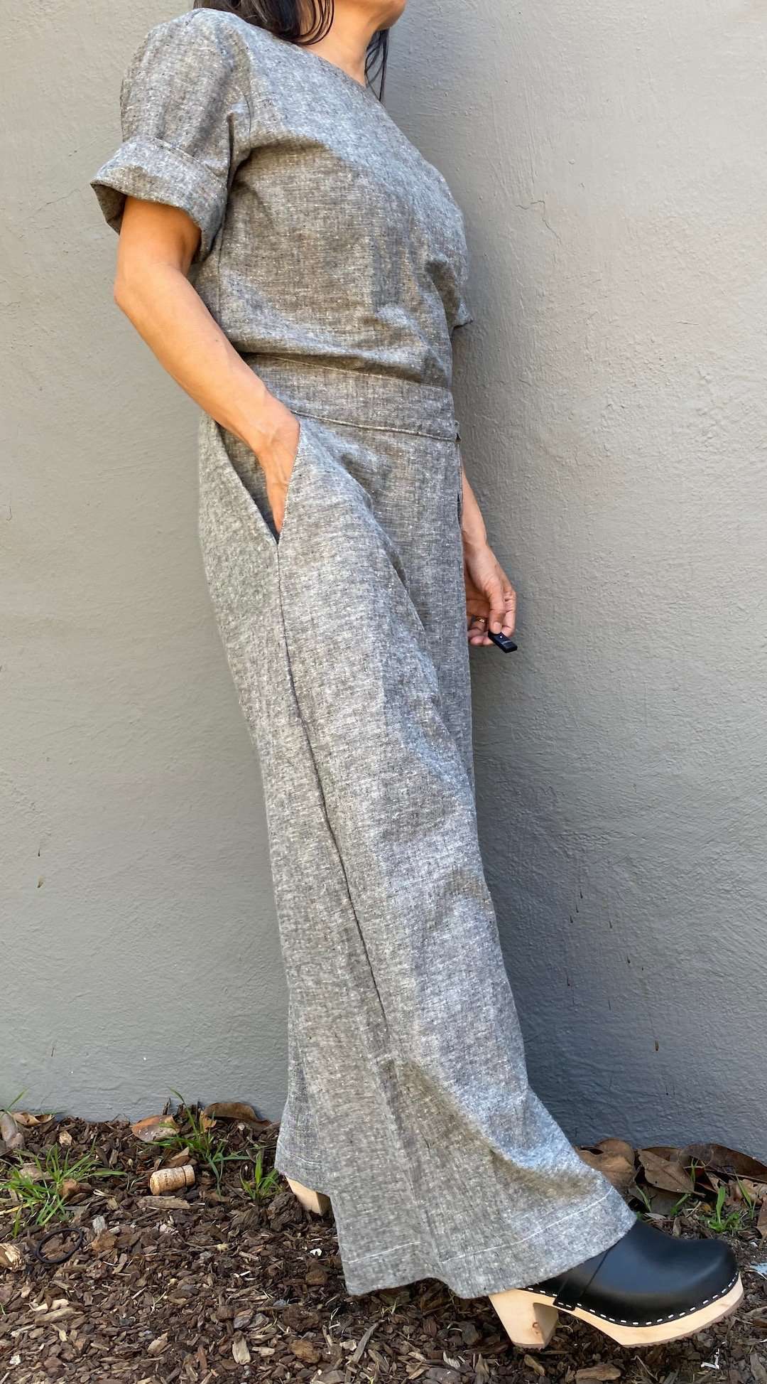 Ida Pant - Flowy Light Weight Wide Leg Pants in Organic Cotton & Hemp | Grey | Large Only